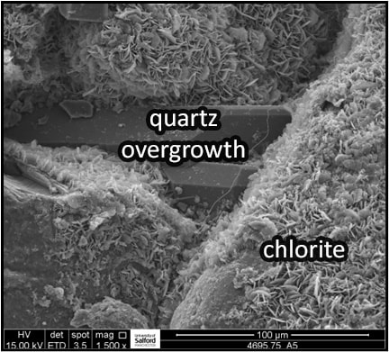Sub Garn Sands Blog Part 5 S E M Imagery and Analysis interlocking quart overgrowths and pore lining chlorite