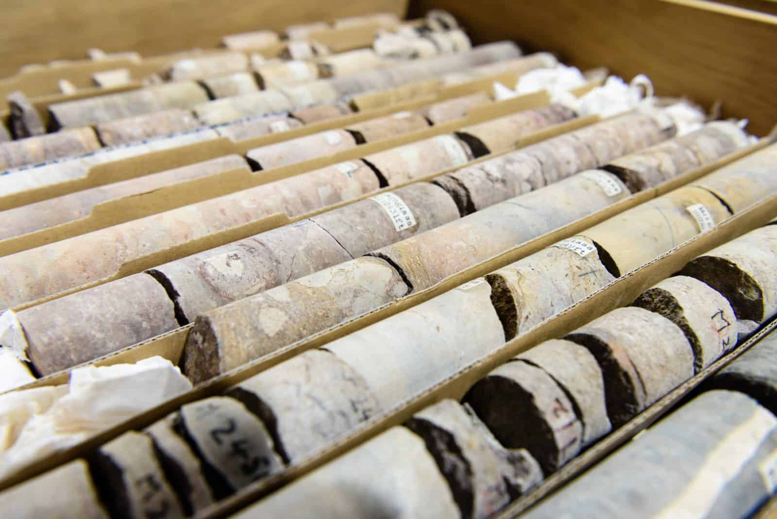 Rock core samples at the Geological Survey of Northern Ireland